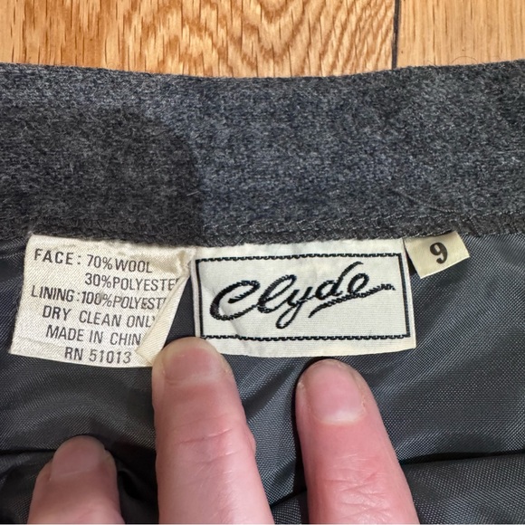 Charcoal Wool Skirt with Side Button Detail - Picture 6 of 14